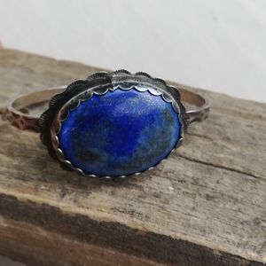 Blue Lapis Lazuli Silver Artisan Made Bracelet